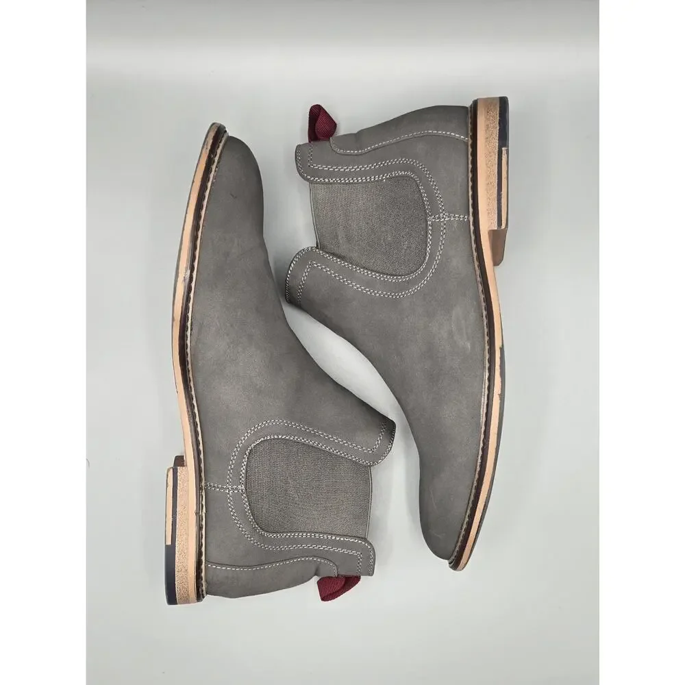 Madden Steve Madden Mens Grey Faux Suede Chelsea Boots Ankle Boots Dress Shoes